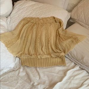 Anthropologie Crocheted and knit Cream Top